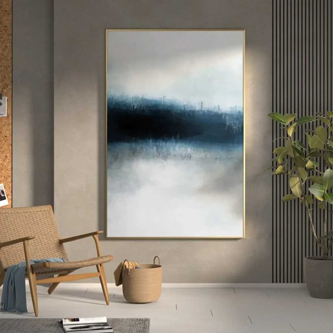 Large Sky And Ocean Abstract Canvas Art Beach Oil Painting Handmade Modern Coastal Wall Art Textured Seascape Acrylic Painting C251031