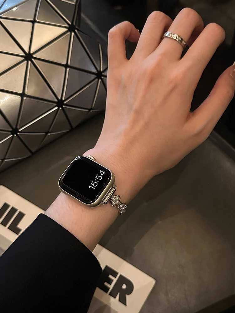 Luxury Pearl Band For iWatch tra 10 9 8 7 6 5 4 Slim Metal Bracelet Strap For Watch 38mm 40mm 41 42mm 44 45mm 46mm 49mm Y251031