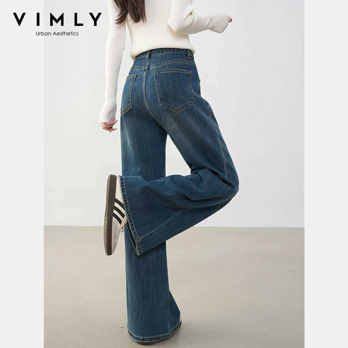 VIMLY Jeans Baggy Pants Women 2025 Autumn New Vintage Clothing Low Rise Female Jeans Casual Button Pockets Woman Trousers 30282 J251031