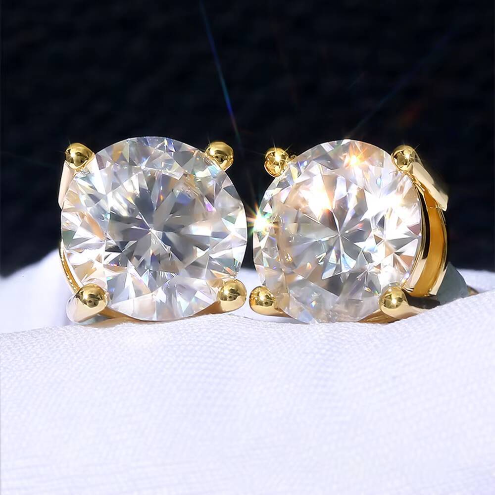 02ct8ct Moissanite Diamond 14K White Gold Plated Solid 925 Sterling Silver Hypoallergenic Women Men VVS GRA Stud Earring