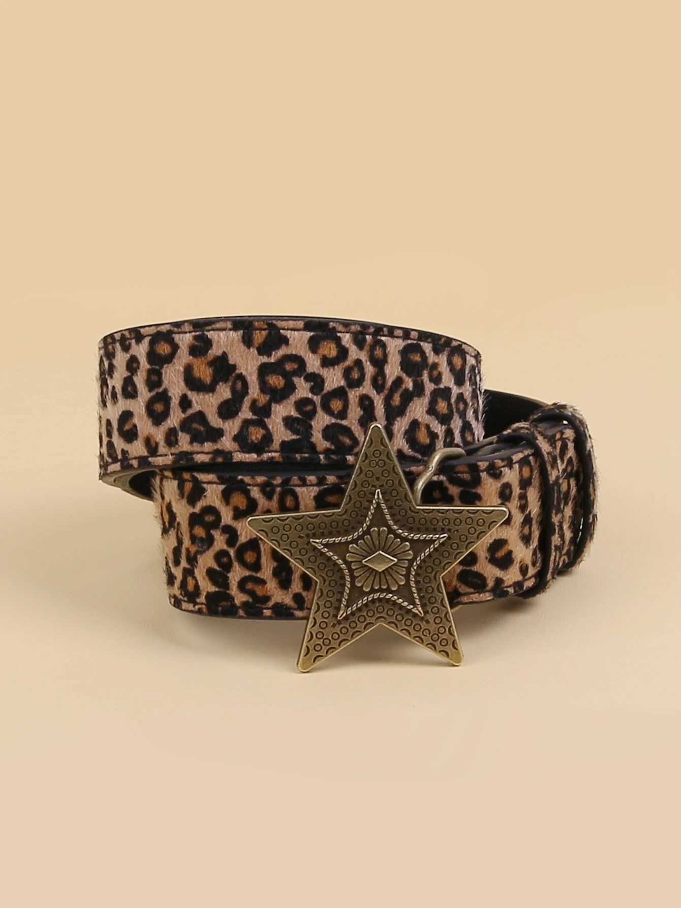 Female Belt Cummerbund Women Horsehair Belt With Leopard Pattern Rose Gold Metal Buckle Women Pu BeltW251030