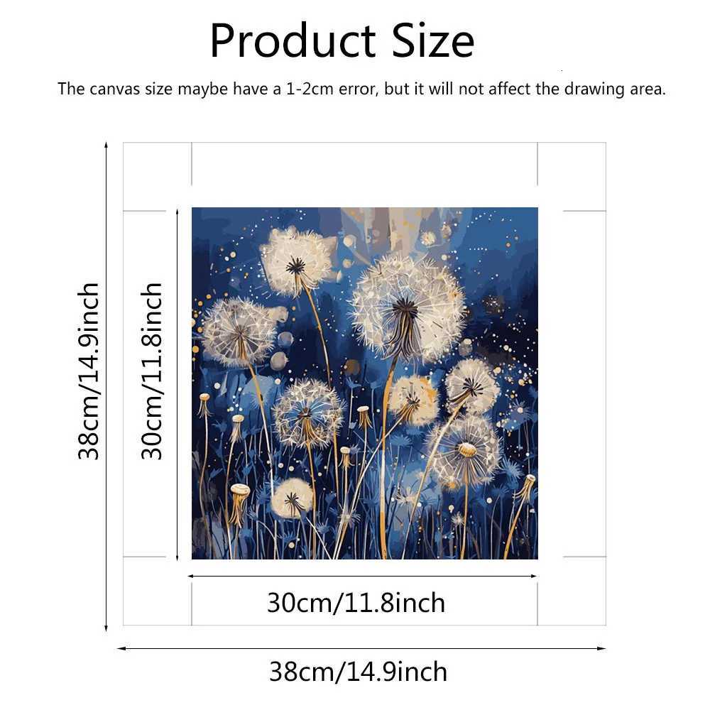 AZQSD Picture Oil Painting by Numbers Dandelion Flower Oil Painting on Canvas Landscape Hand Paint Kits Unique Gift for Children C251031