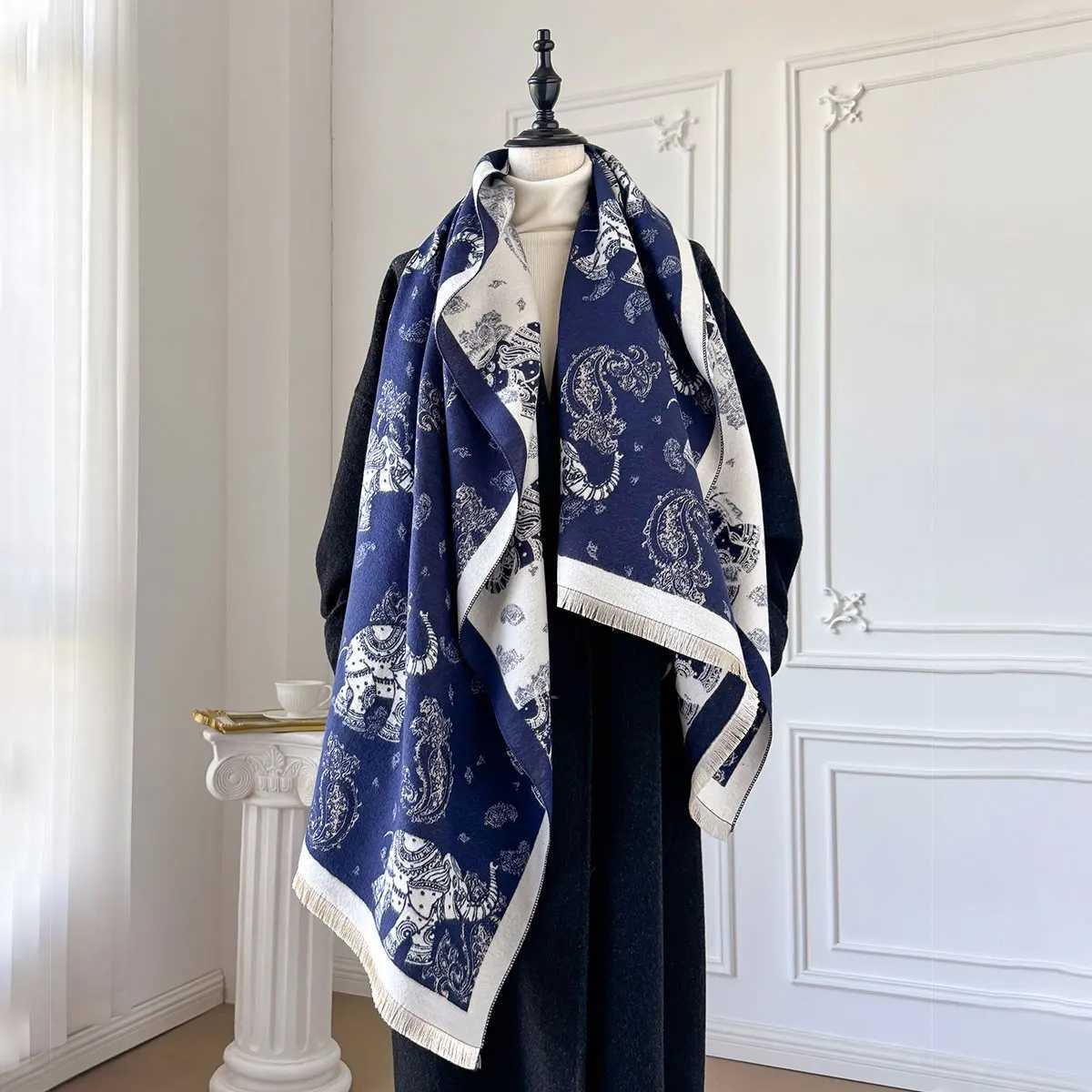 New Luxury Winter Faux Cashmere Wraps For Women Warm Scarf Shawl Blanket Travel Poncho Stoles C251031