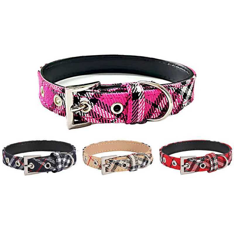 Pet Collar Plaid Dog Collar ic Red PU Leather Earthy Twill Dog Pet Products C251031