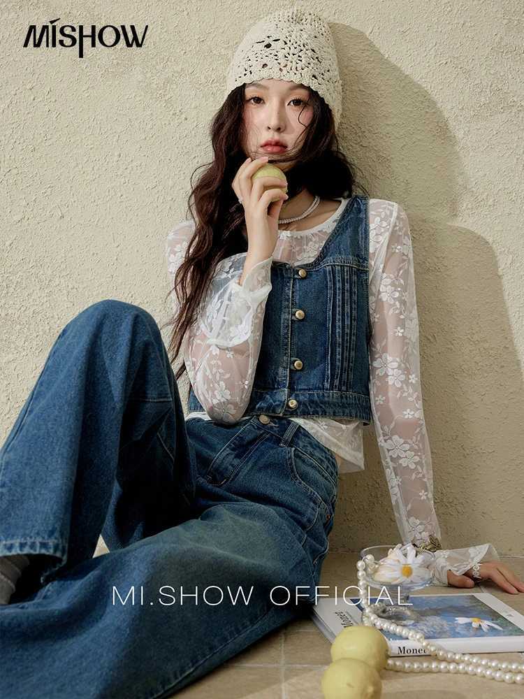 MISHOW Casual Straight Leg Jeans for Women 2025 Spring Versatile Washed Loose Women Pants Fashionable Denim Pants MXE16K0874 J251031