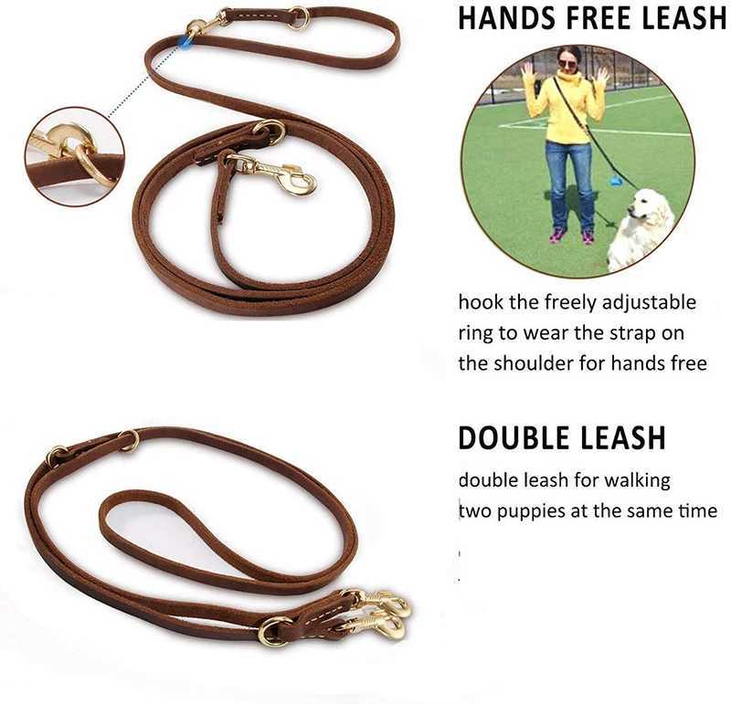 Benepaw Multifunctional Genuine Leather Dog Leash Hands Free Short Medium Long Training Pet Leash For Small Medium Large Dogs C251031