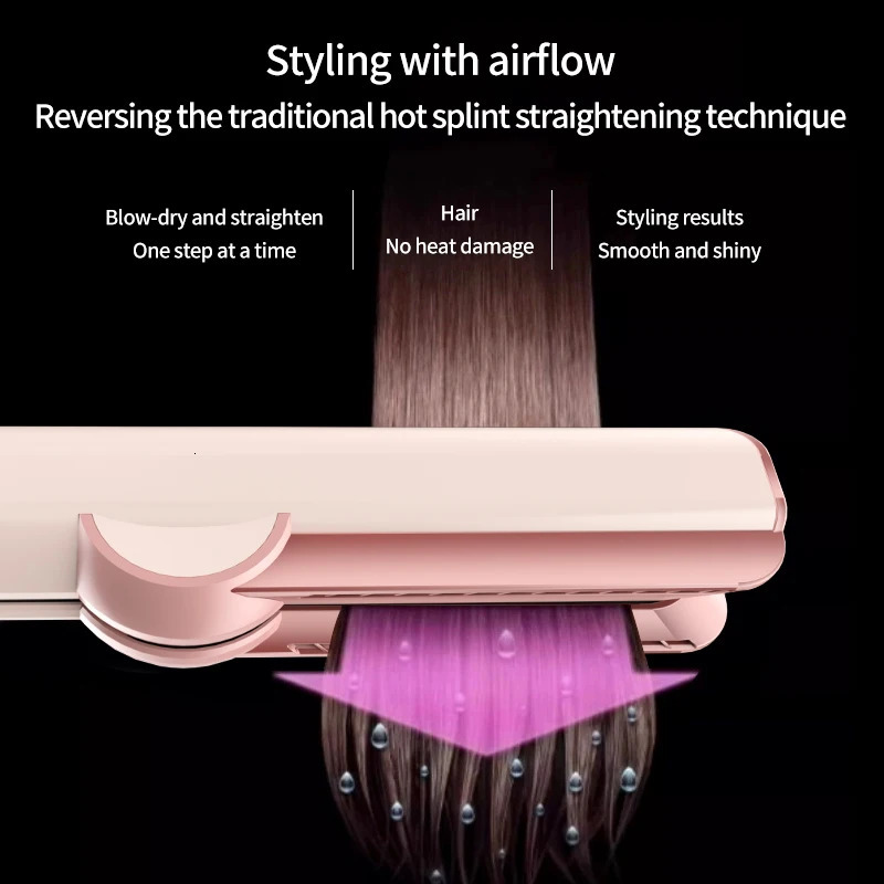 2 IN 1 Professional Hair Straightener Hair Dryer HeatUp Hair Flat Iron HT01 HS06 Negative Ion Iron LongLasting Styling Tool 251030