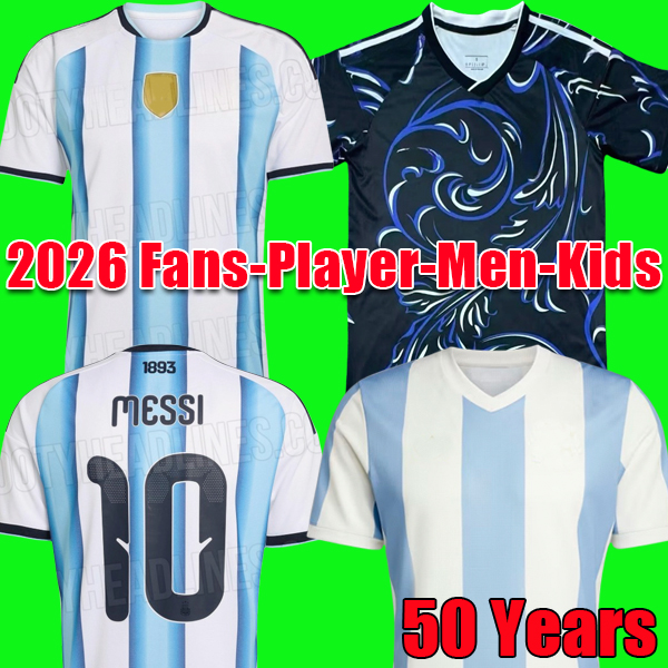 Argentine 2026 soccer Jerseys MESSIS MASTANTUONO DE PAUL National Team MARTINEZ ALVAREZ MAC ALLISTER Maradona Football Shirt Men Kids jersey 50th Anniversary kit
