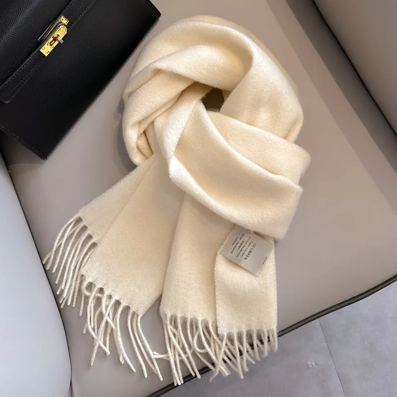100 Wool Winter Scarf For Women Long Warm Cashmere Scarves Hijab Solid Lady Shawl Wrap Female Pashmina Bandana Head Scarfs 251028ww