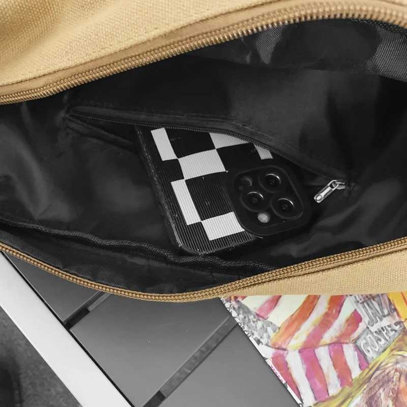 Casual Canvas Women Shoulder Bags Female School Messenger Bags Multi Pocket Flap Buckle Unisex College Student Crossbody Bookbag W251031