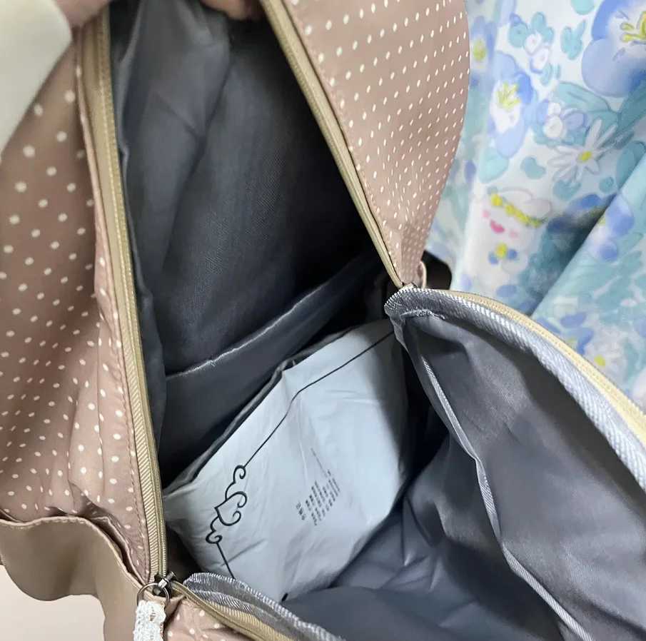 Japanese Vintage Y2k Aesthetic Backpack Sweet Cute Flower Print Schoolbags Women Patchwork Striped Plaid Backpacks for Students W251031