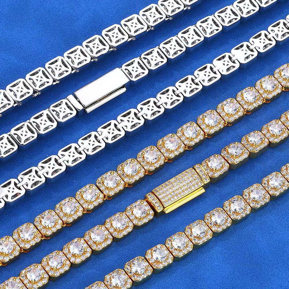 Fashion Moissanite Diamond Tennis Bracelet Luxury Womens Men Gold 925 Sterling Silver Lab Grown Mossanite Jewelry