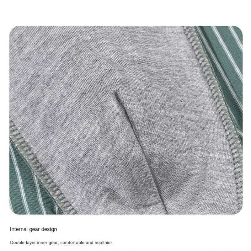 1Pcs Boxer Shorts Mens Underwear Sexy Panties Cotton Striped Man Underpants Male Boxers Homme U Convex Lingerie Free ShippingT251031