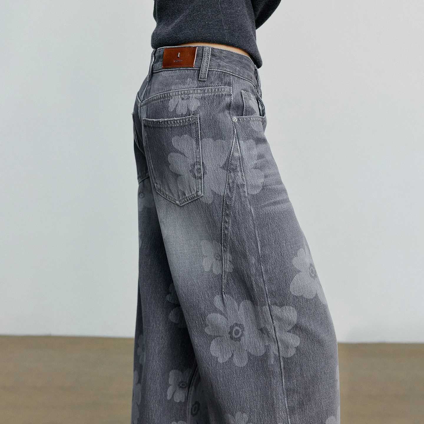 TOYOUTH Women WideLeg Pants 2025 Autumn NewAsymmetric Retro Cotton Printed Trousers J251031