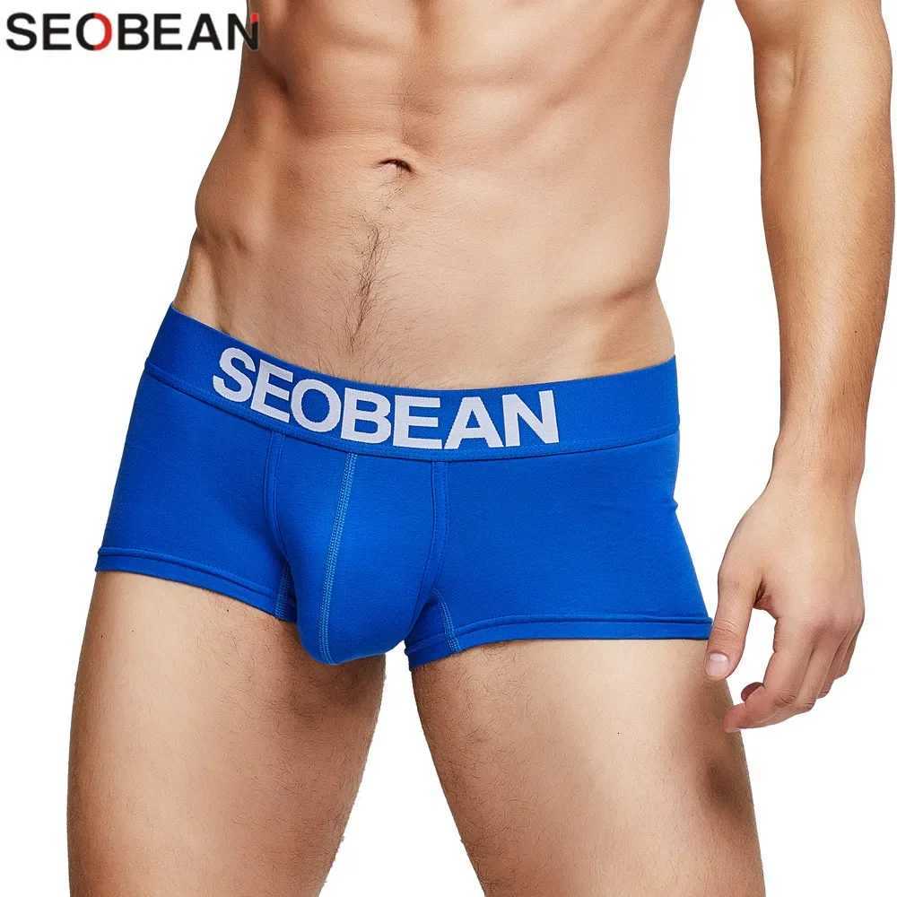 Seobean Underwear Men Solid Boxershorts Men Cotton Underpants Boxer Shorts Trunks Male PantiesT251031