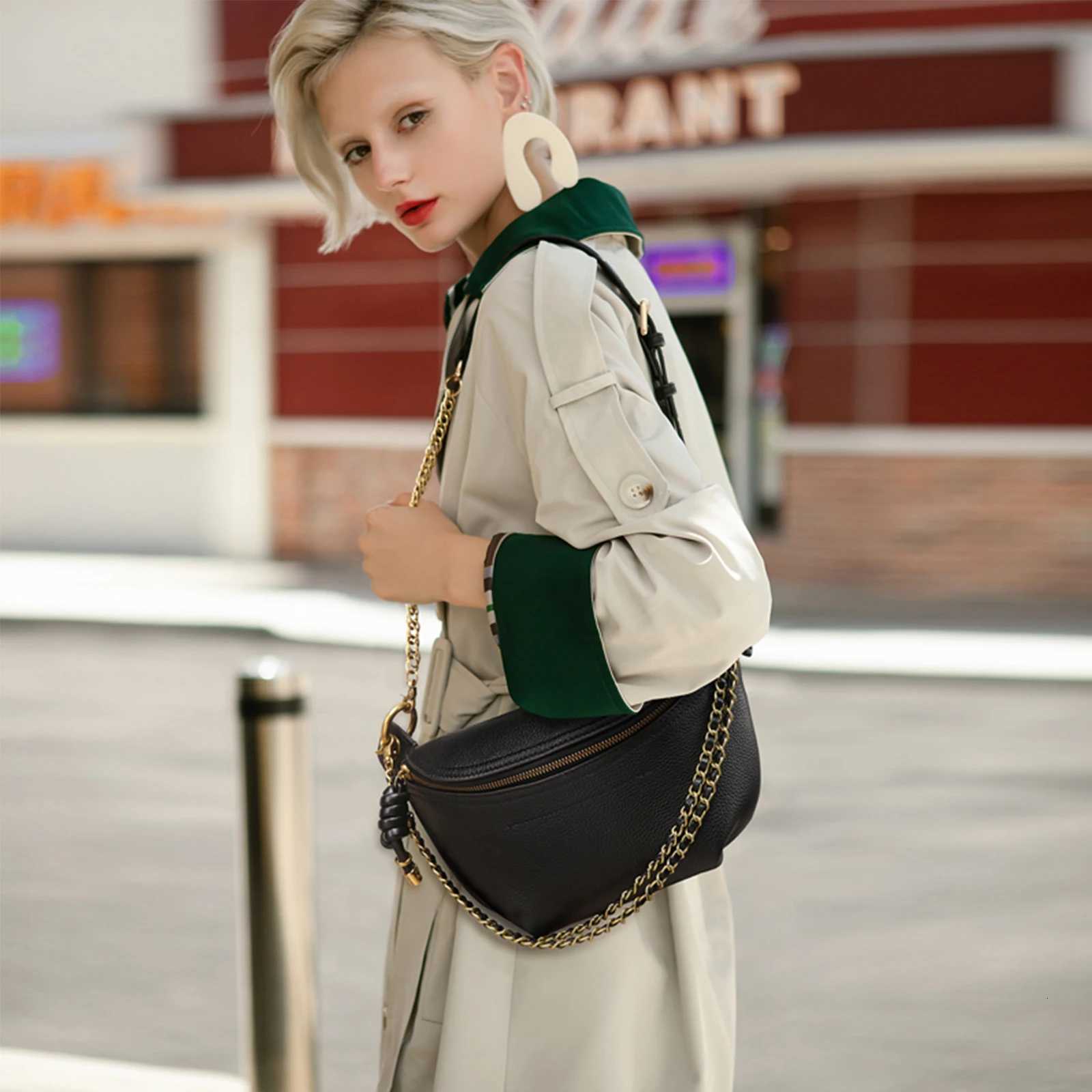 ITAMOOD Genuine Leather Waist Packs for Women Fashion Fanny Pack Belt Bag Luxury Designer Trendy Crossbody Bag W251031