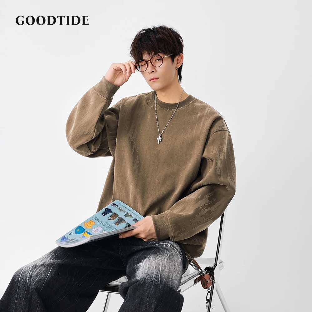 Fashion Mens Casual Crew Neck Sweatshirt 2025 Winter New Textured Pattern Comfortable Soft Long Sleeve Pullover Top J251031