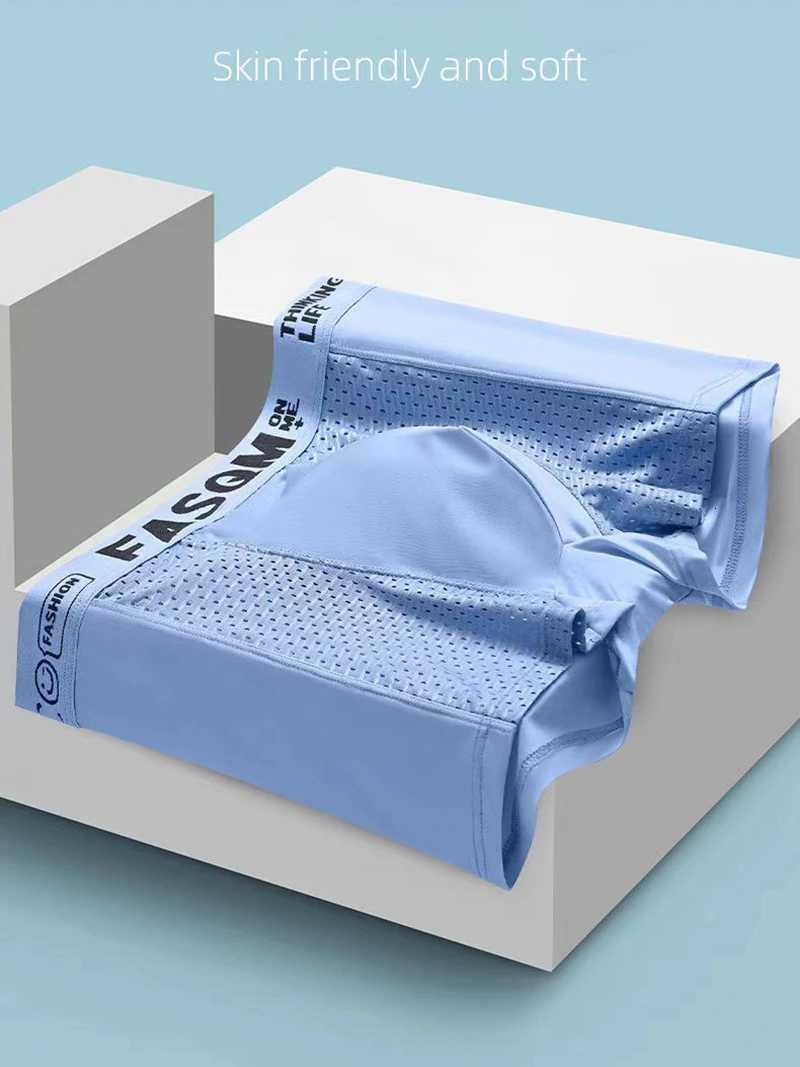 4pcs Mesh Ice Silk Boxer Shorts Mens Underwear FASQM Underpants Breathable Sexy Slim Panties Bamboo Lingerie Plus Size L6XLT251031