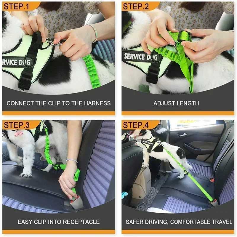1PC High Grade Dog Car Safety Belt Dog Safety Belt with Damping Belt and Reflective Line Adjustable Length Suitable Any Dog C251031