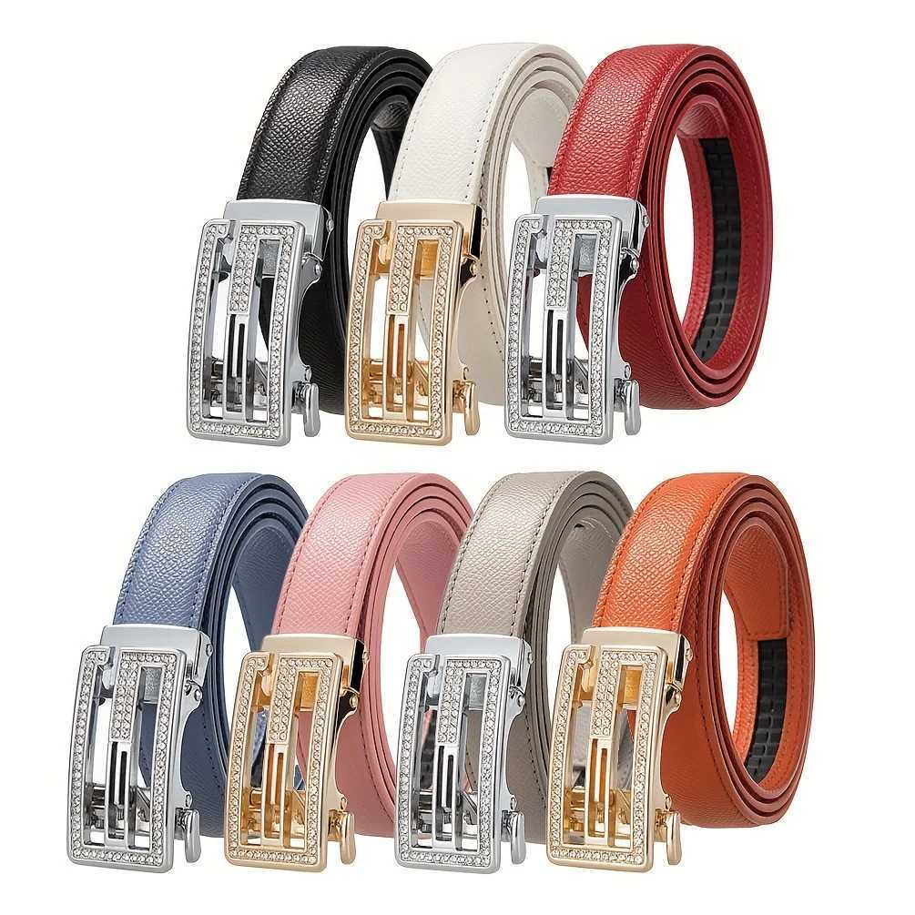 2025 New Womens Alloy Automatic Buckle Microfiber Hollow Belt Casual Jeans Decorative Waist Chain Light Luxury Allmatch DesignW251030