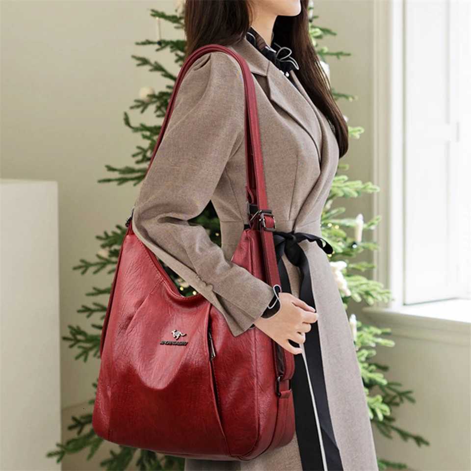 Multifunction Retro Shoulder Crossbody Bags for Women 2024 Designer Ladies Purses and Handbags Leather Large Capacity Totes Sac W251031
