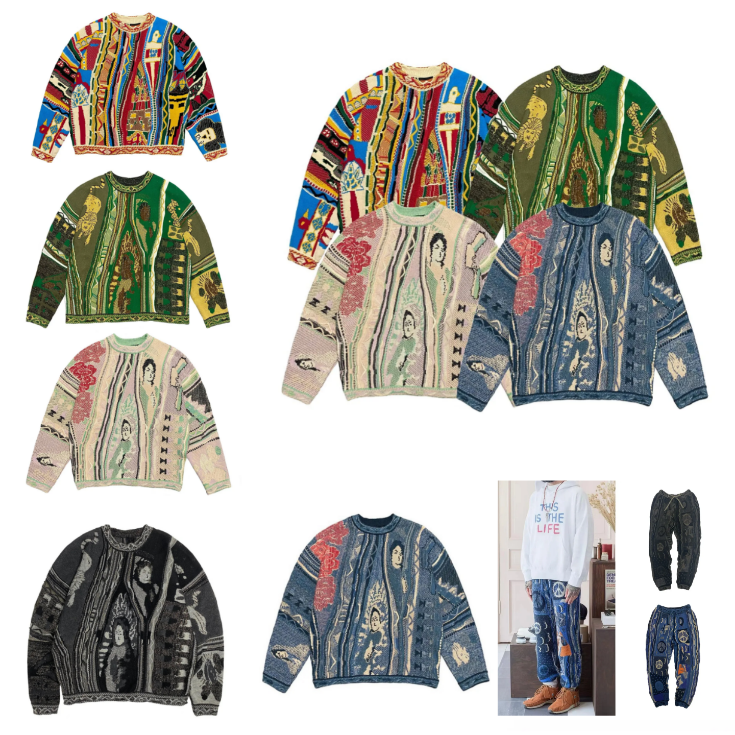 Kapital Vintage Men's Hoodies 2025 3D Printing National Characters Jacquard Japanese O Neck For Male Luxurious Design Retro And Fashionable Japan