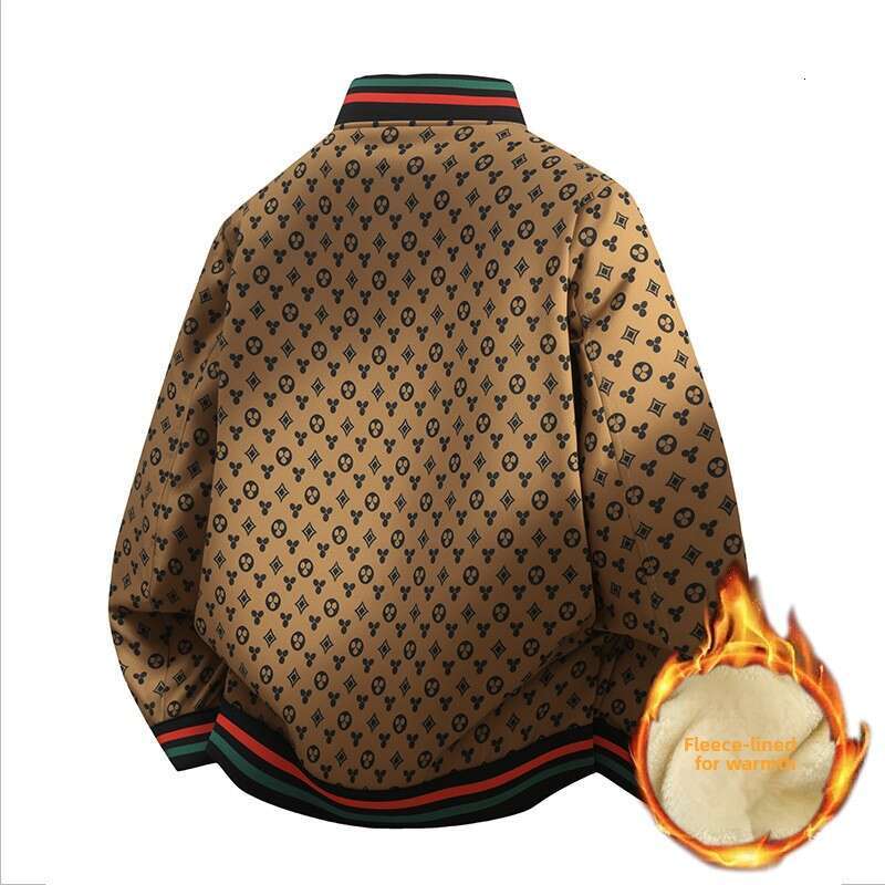 Jacket 2025 Autumn New Men's Baseball Collar Fleece Lined Thickened Warm Casual Korean Style Cotton Coat