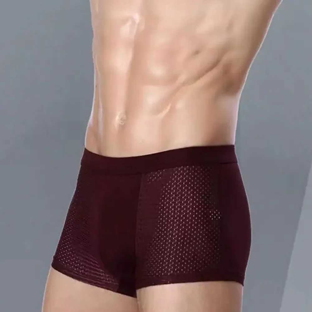 Men Breathable Boxers Ice Silk Mesh Mens Boxers Soft Breathable Underwear with Moisturewicking Technology U Design for ComfortT251031