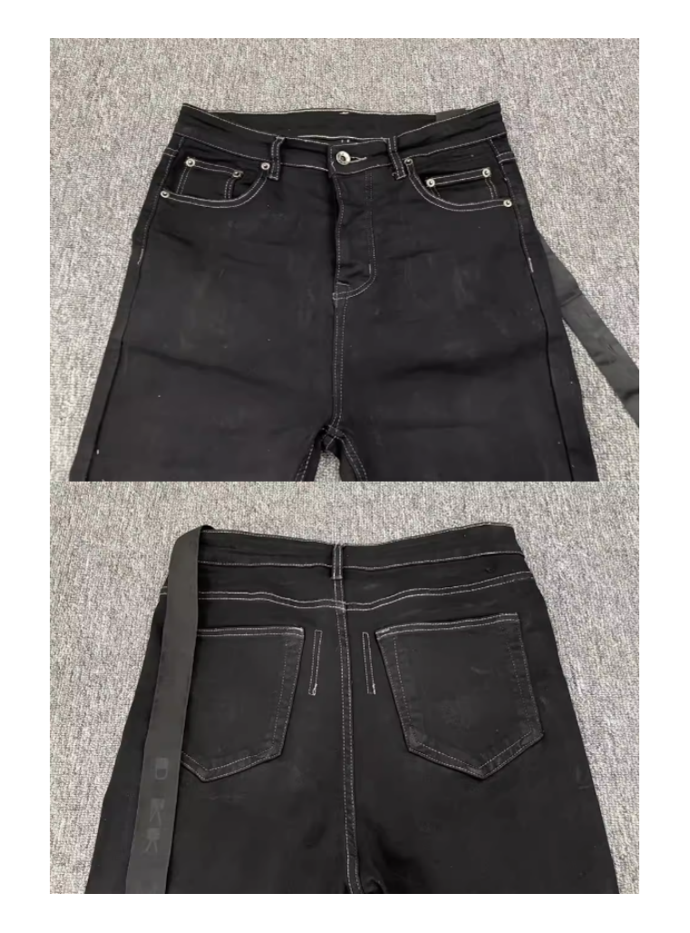 Dark Style Men's Jeans Hanrted Wax Coating Slim Fit Flared Youth Faion High Waist Button Closure Wear Resistant Long Pants For Teens