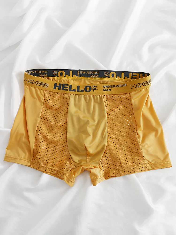 4PCS mens underwear comfortable solid color mens boxer briefs semimesh breathable trendy underwearT251031