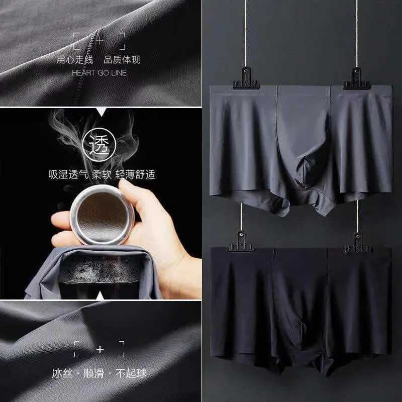 5 PcsLot Mens Ice Silk Sexy Seamless Ultrathin Boxer Briefs Shorts Underwear Underpants Male Breathable PantiesT251031