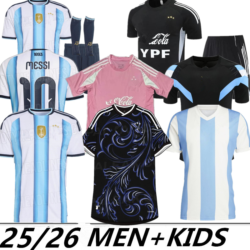 Argentina 2026 World Cup Home Soccer Jerseys MESSIS 50th 25 26 3 Star Fans MAC ALLISTER DYBALA DI MARIA MARTINEZ DE PAUL Men Kids kit Football Pre-match training