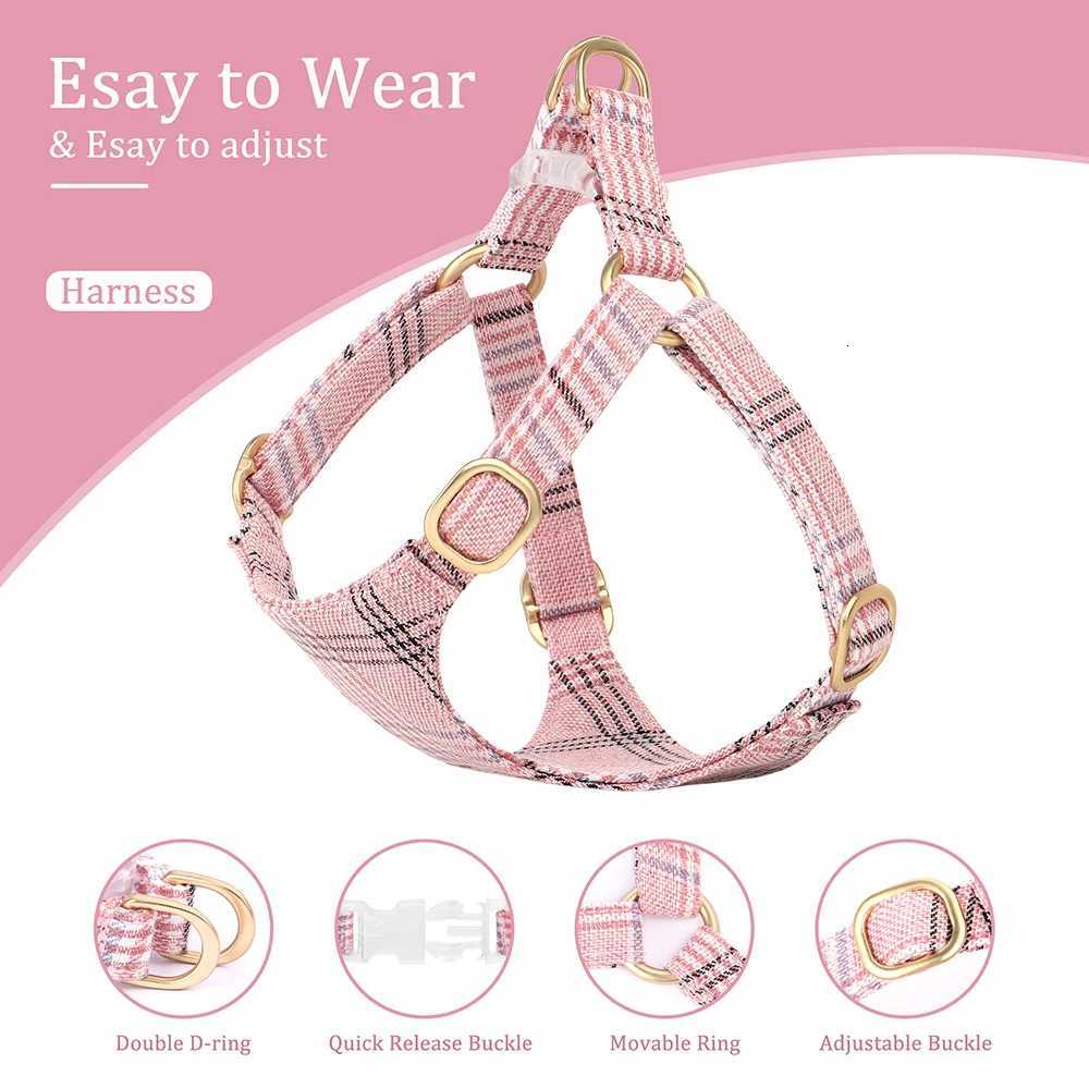 Nylon Dog Collar Harness Leash Set Adjustable Puppy Dogs Harnesses Vest Cute Bowknot Pet Collars With Lead for Small Medium Dogs C251031