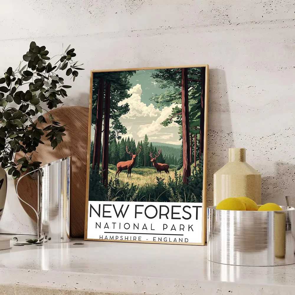 Vintage National Park Canvas Wall Art Forest Landscape Prints England Decor Rustic Home Pictures Nature Photography C251031