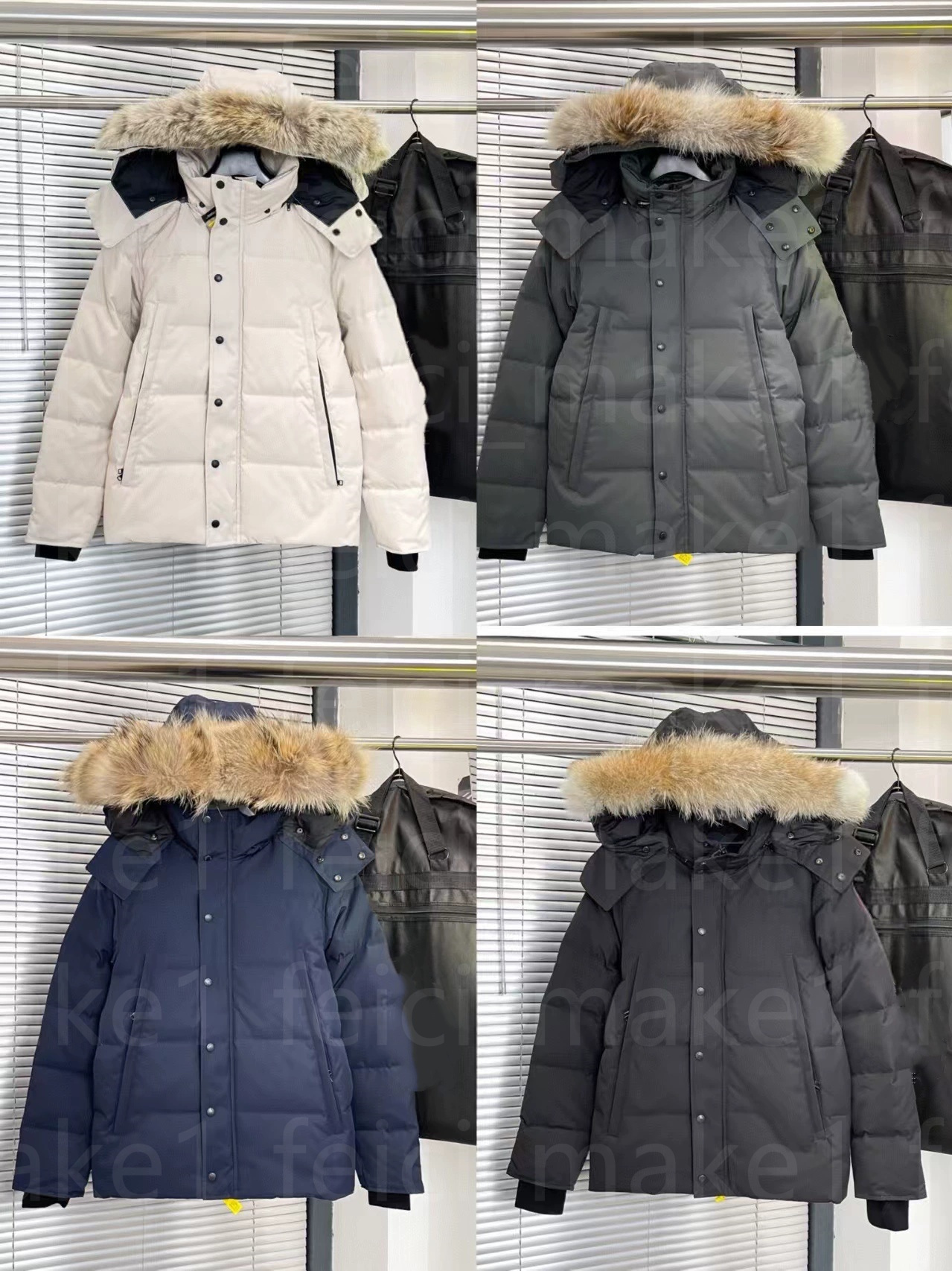 Designer High Quality Mens Down jacket coat real big wolf fur Wyndham Overcoat Clothing Casual fashion style Winter Outerwear parka