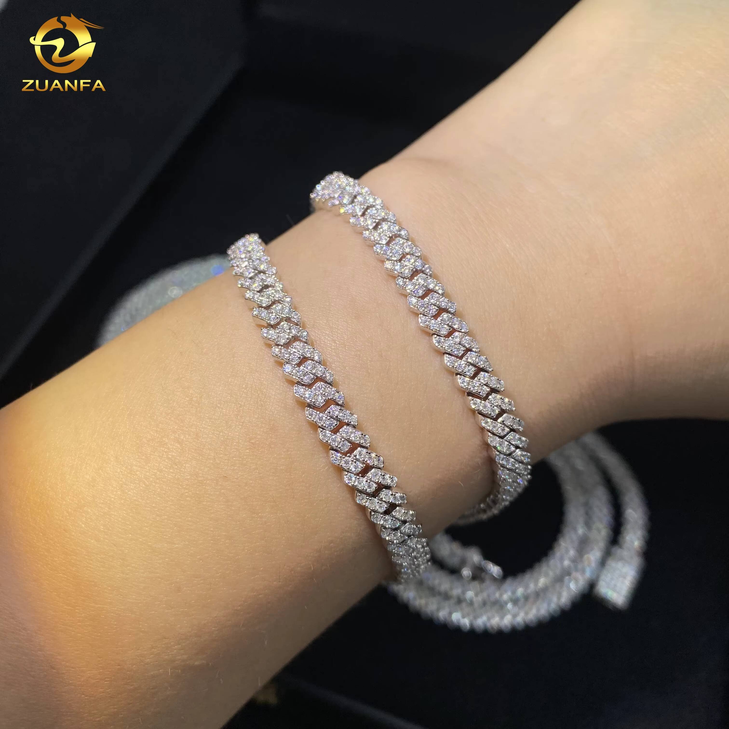 5mm 1Row Diamond Link Chain Hip Hop Jewelry VVS Moissanite 925 Sliver Iced Out Miami Cuban Chain Necklace Bracelet Certificate