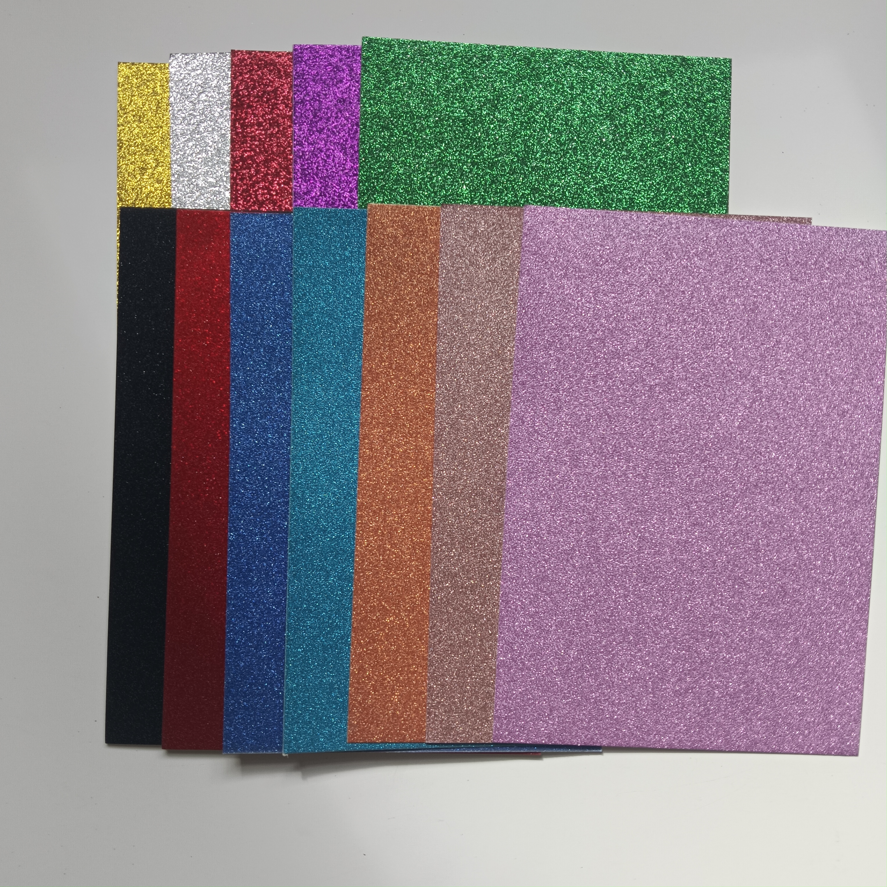 A5 Size 250GSM No Off-Glitter Colorful Luxury Film Glittered Cardstock - Pack of 24 Sheets for Printing