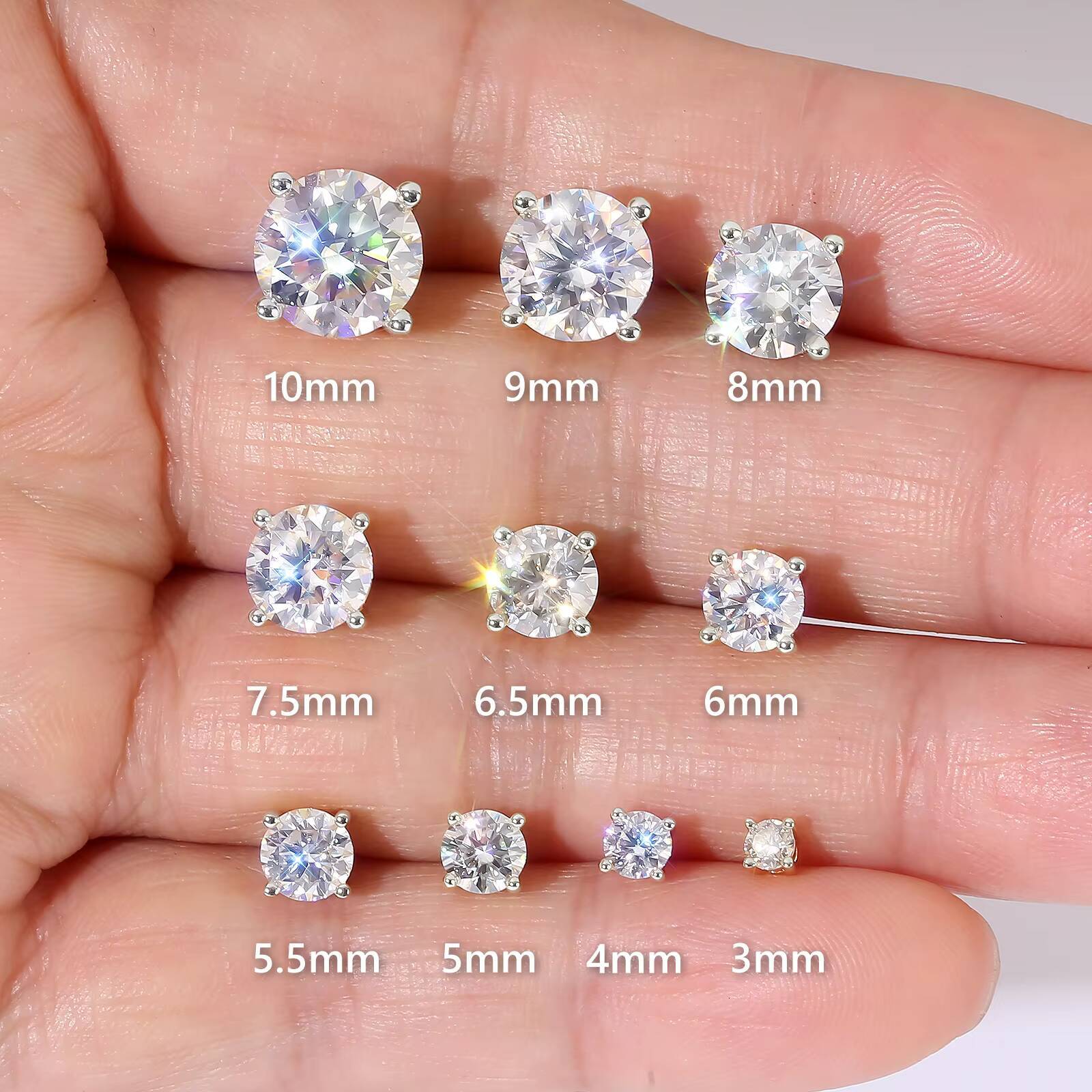 02ct8ct Moissanite Diamond 14K White Gold Plated Solid 925 Sterling Silver Hypoallergenic Women Men VVS GRA Stud Earring