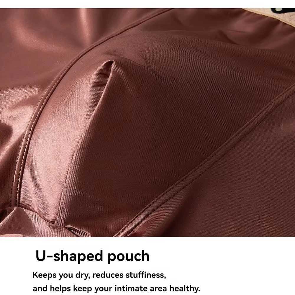 3PCSPack Luxury Satinlike Ice Silk Mens Panties Hygroscopic Breathable Doublelayer Silk Crotch Boxer High Elastic UnderpantsT251031