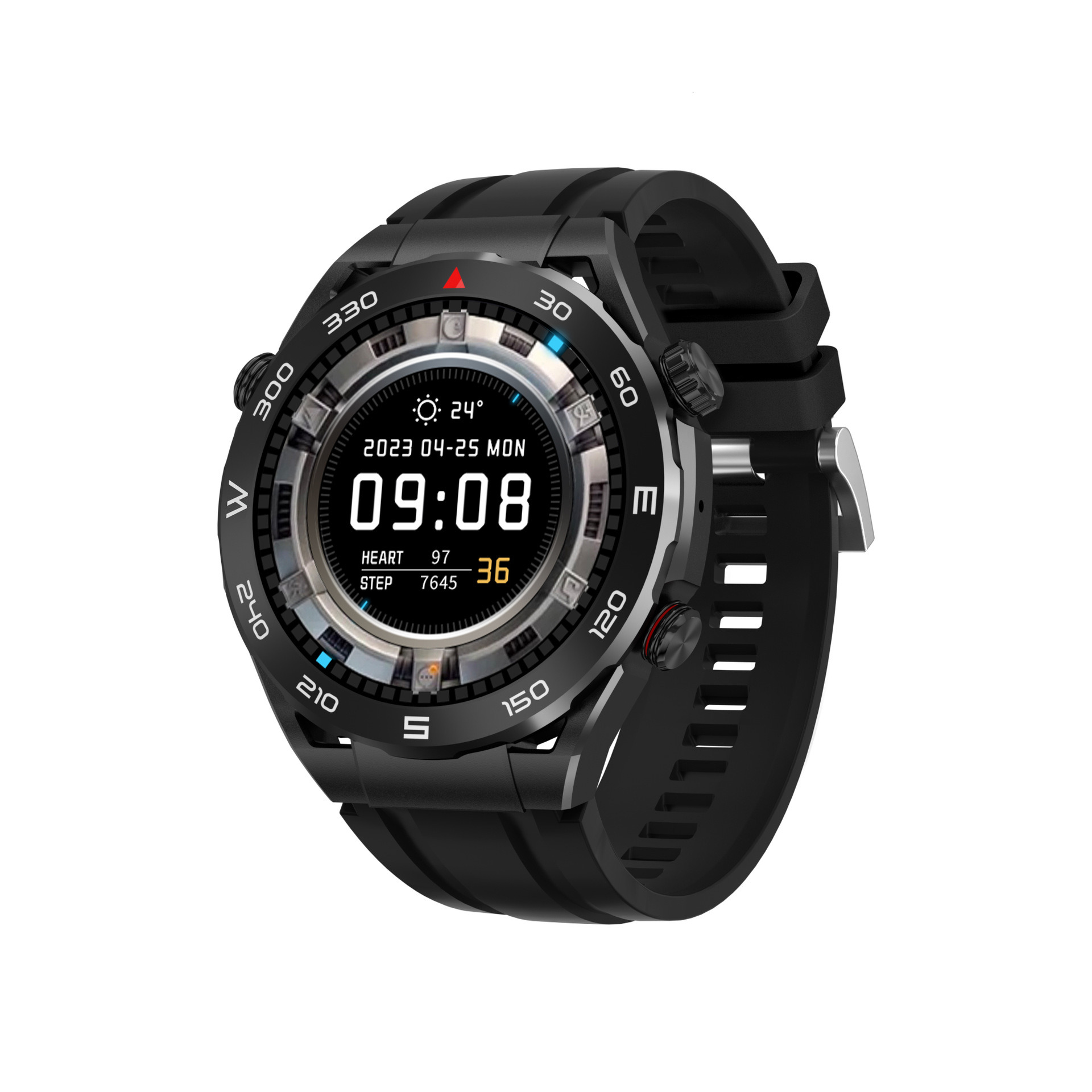 Round model 1GB memory local music playback recording compass heart rate blood oxygen Bluetooth smart sports watch