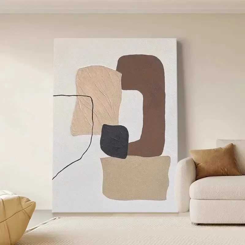 Handmade Large Textured Oil Painting Modern Abstract Geometry Hand Painted Wall Art PictureFor Living Room Porch Entrance Decor C251031