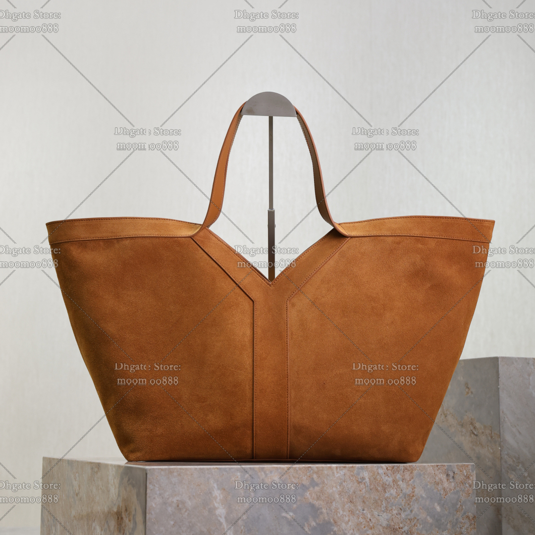 12A All-New Mirror Quality Designer Suede Tote Bag Large Capacity Handbags for Women Genuine Leather Shoulder Bag Brown Purse 817602