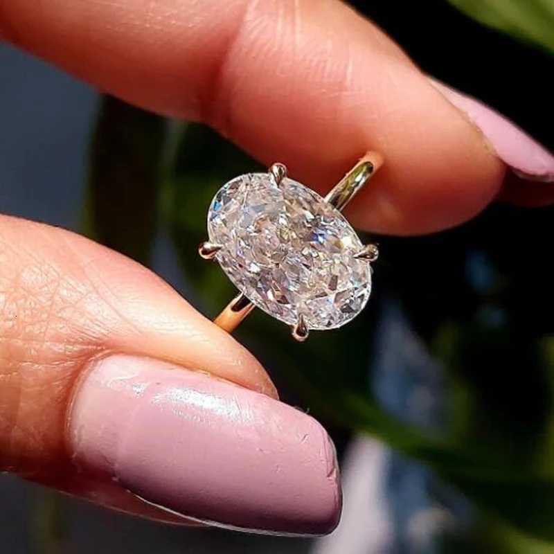 Oval Cut 925 Sterling Silver 13ct Moissanite Engagement Solitaire Ring for Woman Gold Plated Anniversary Gifts with CertificateXJ251031