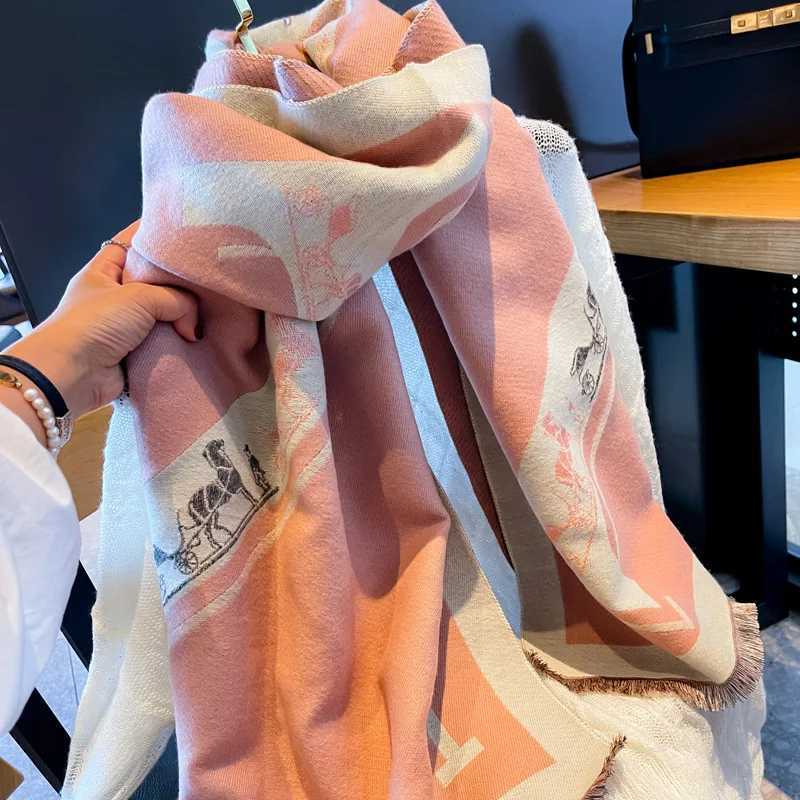 Fashion Acrylic Winter Scarf Women Fashion Letter Print Thick Warm Fake Cashmere Shawl Wrap Scarves Hijabs for Woman Bufandas C251031
