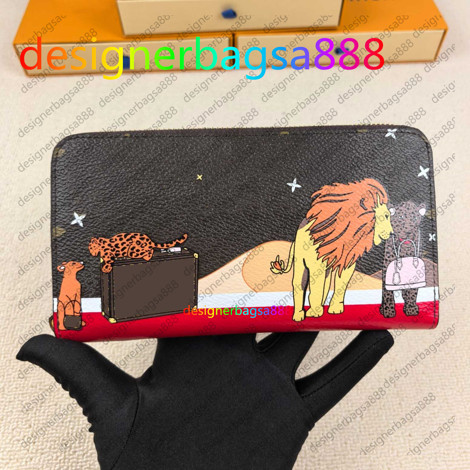 Top luxury Designer Embossed Zipper Wallet Men Women Classic vintage Daily Business travel leather Long purse can accommodate credit cards 60017