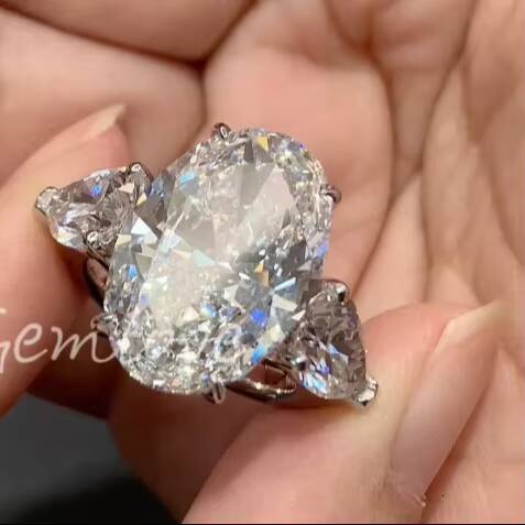 Lab Grown Diamond Wedding Rings 18K Gold CVD 10ct Women Bands Emerald Cut Vintage Custom Eternity Jewelry