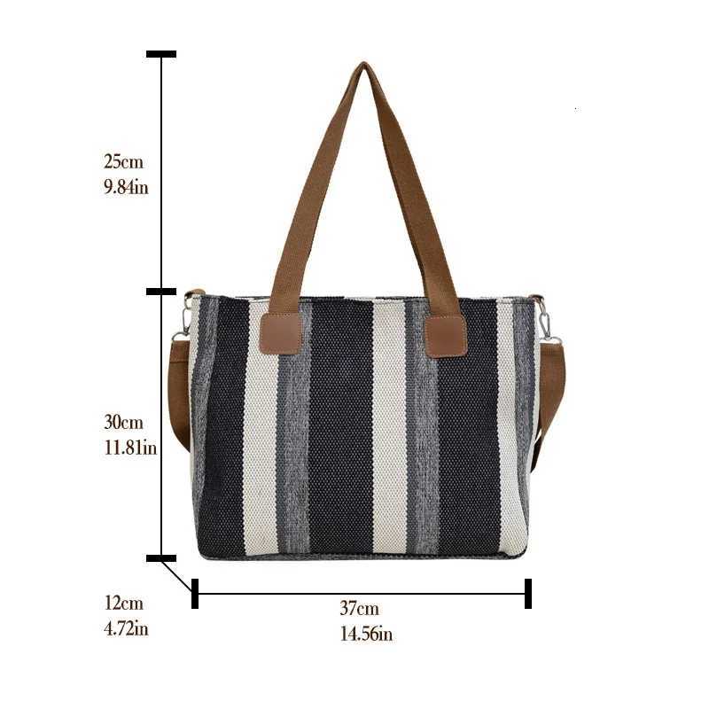 Large Tote Bag for womens Striped Crossbody Canvas Bag 2023 New Trendy Versatile Class Commuting Shoulder Bag W251031
