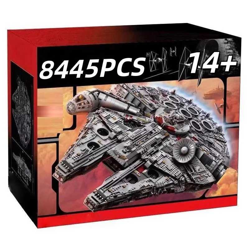 8445PCS With Stand Millennium Ship Falcon Kits desktop decoration Compatible With 75192 Star Bricks Christmas Birthday Gifts L2510303EDP