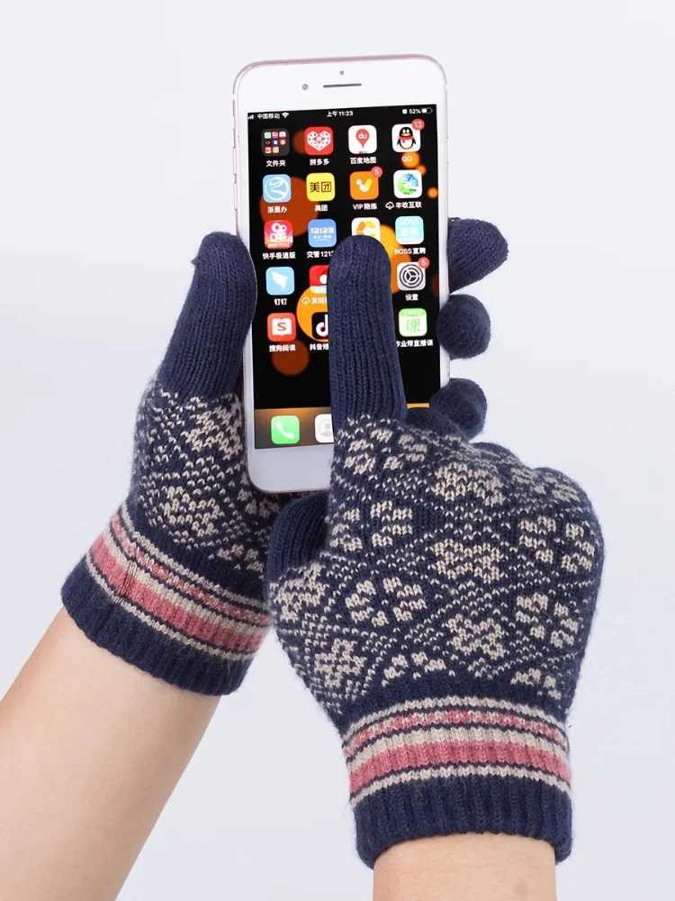 3pcs Winter Knitted Scarf Gloves for Women Fleece Lined Hat Set Comfortable Soft Casual Warm Red Glove Set Outdoor Windproof Set C251031