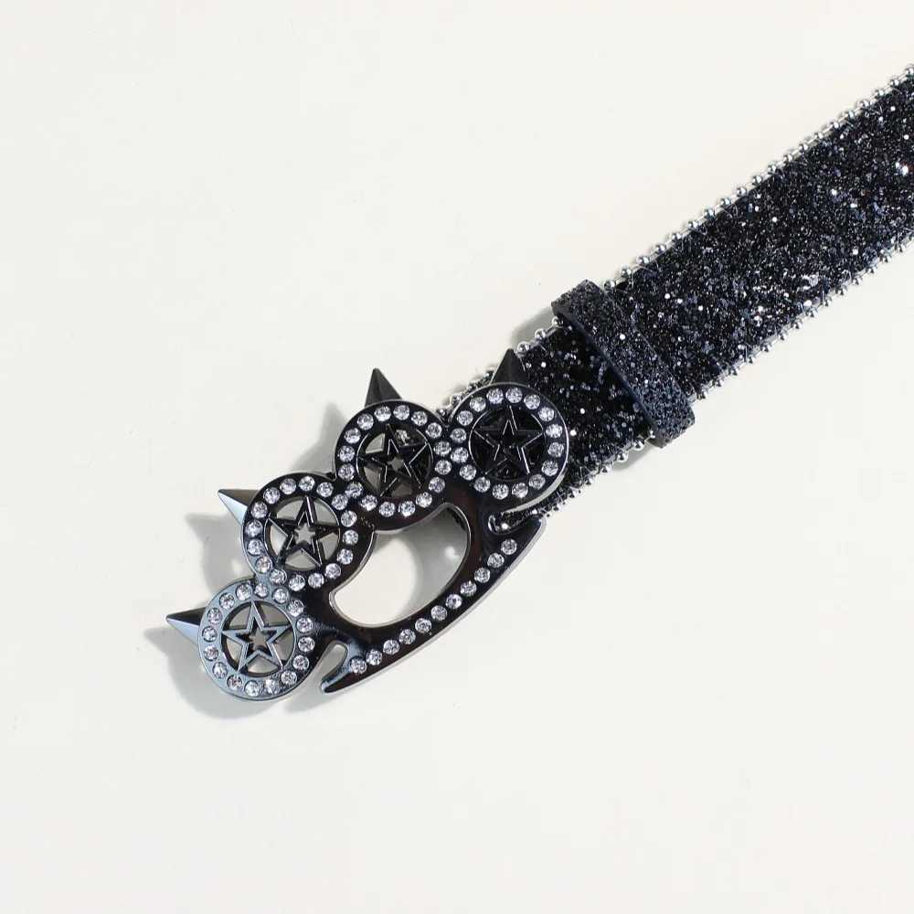 rhinestone tiger claw buckle belt Y2K shiny series punk decoration women belt Yabi decorative belt women W251030